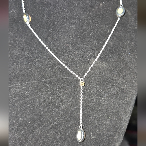 Opal 4k each & black opal .5k sterling & gold 16" necklace - Picture 6 of 7